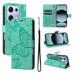 For Redmi Note 13 Pro 4G / 14S 4G 3D Butterfly Embossed Pattern Flip Leather Phone Case(Green)
