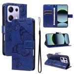 For Redmi Note 13 Pro 4G / 14S 4G 3D Butterfly Embossed Pattern Flip Leather Phone Case(Blue)