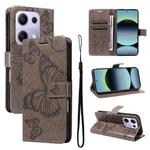 For Redmi Note 13 Pro 4G / 14S 4G 3D Butterfly Embossed Pattern Flip Leather Phone Case(Grey)