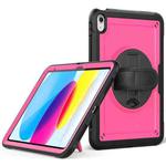 For iPad 2025 / 2022 Honeycomb Hand Grip Turntable Stand Tablet Case(Rose Red)