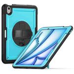 For iPad Air 11 2025 / 2024 Honeycomb Hand Grip Turntable Stand Tablet Case(Light Blue)