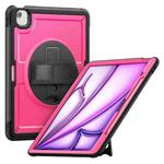For iPad Air 13 2025 / 2024 Honeycomb Hand Grip Turntable Stand Tablet Case(Rose Red)