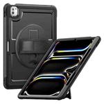 For iPad Pro 13 2024 Honeycomb Hand Grip Turntable Stand Tablet Case(Black)