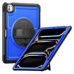 For iPad Pro 13 2024 Honeycomb Hand Grip Turntable Stand Tablet Case(Dark Blue)