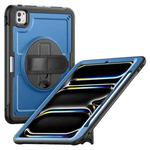 For iPad Pro 11 2024 Honeycomb Hand Grip Turntable Stand Tablet Case(Navy Blue)