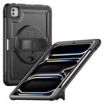 For iPad Pro 11 2024 Honeycomb Hand Grip Turntable Stand Tablet Case(Black)
