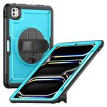 For iPad Pro 11 2024 Honeycomb Hand Grip Turntable Stand Tablet Case(Light Blue)