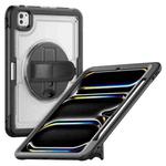For iPad Pro 11 2024 Honeycomb Hand Grip Turntable Stand Tablet Case(Transparent)