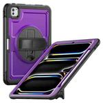 For iPad Pro 11 2024 Honeycomb Hand Grip Turntable Stand Tablet Case(Purple)
