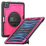 For iPad Air 2022 10.9 / Pro 11 2022 Honeycomb Hand Grip Turntable Stand Tablet Case(Rose Red)