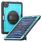 For iPad Air 2022 10.9 / Pro 11 2022 Honeycomb Hand Grip Turntable Stand Tablet Case(Light Blue)