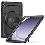 For Samsung Galaxy Tab A9+ Honeycomb Hand Grip Turntable Stand Tablet Case(Black)