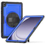 For Samsung Galaxy Tab A9+ Honeycomb Hand Grip Turntable Stand Tablet Case(Dark Blue)