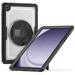 For Samsung Galaxy Tab A9+ Honeycomb Hand Grip Turntable Stand Tablet Case(Transparent)