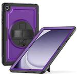 For Samsung Galaxy Tab A9+ Honeycomb Hand Grip Turntable Stand Tablet Case(Purple)