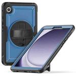 For Samsung Galaxy Tab A9 Honeycomb Hand Grip Turntable Stand Tablet Case(Navy Blue)