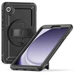For Samsung Galaxy Tab A9 Honeycomb Hand Grip Turntable Stand Tablet Case(Black)
