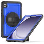 For Samsung Galaxy Tab A9 Honeycomb Hand Grip Turntable Stand Tablet Case(Dark Blue)