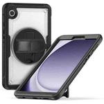 For Samsung Galaxy Tab A9 Honeycomb Hand Grip Turntable Stand Tablet Case(Transparent)