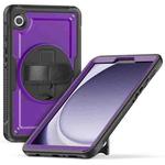 For Samsung Galaxy Tab A9 Honeycomb Hand Grip Turntable Stand Tablet Case(Purple)