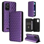 For Umidigi Bison X20 Cubic Grid Texture Flip Leather Phone Case(Purple)