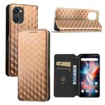 For Umidigi C1 / C1 Max Cubic Grid Texture Flip Leather Phone Case(Brown)