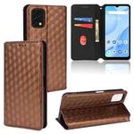 For Umidigi Power 5S Cubic Grid Texture Flip Leather Phone Case(Brown)