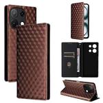 For Umidigi Note 100 4G / 5G / Note 100A Cubic Grid Texture Flip Leather Phone Case(Brown)