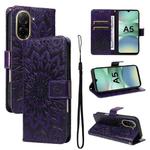 For Redmi A5 4G 173.3mm Embossed Sunflower Pattern Flip Leather Phone Case(Purple)