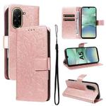 For Redmi A5 4G 173.3mm Embossed Sunflower Pattern Flip Leather Phone Case(Rose Gold)