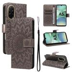 For Redmi A5 4G 173.3mm Embossed Sunflower Pattern Flip Leather Phone Case(Grey)