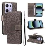 For Redmi Note 14S 4G / Note 13 Pro 4G Embossed Sunflower Pattern Flip Leather Phone Case(Grey)