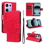 For Redmi Note 14S 4G / Note 13 Pro 4G Embossed Sunflower Pattern Flip Leather Phone Case(Red)