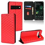 For Google Pixel 6 Pro Cubic Grid Texture Flip Leather Phone Case(Red)