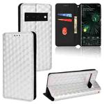 For Google Pixel 6 Pro Cubic Grid Texture Flip Leather Phone Case(Silver)