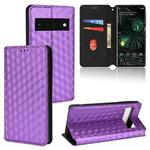 For Google Pixel 6 Pro Cubic Grid Texture Flip Leather Phone Case(Purple)