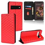 For Google Pixel 6 Cubic Grid Texture Flip Leather Phone Case(Red)