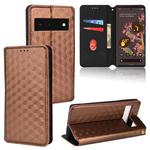 For Google Pixel 6 Cubic Grid Texture Flip Leather Phone Case(Brown)