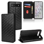 For Google Pixel 6a Cubic Grid Texture Flip Leather Phone Case(Black)