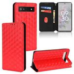 For Google Pixel 6a Cubic Grid Texture Flip Leather Phone Case(Red)