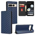 For Google Pixel 7 Pro Cubic Grid Texture Flip Leather Phone Case(Blue)