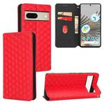 For Google Pixel 7 Cubic Grid Texture Flip Leather Phone Case(Red)