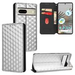 For Google Pixel 7 Cubic Grid Texture Flip Leather Phone Case(Silver)