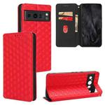 For Google Pixel 8 Pro Cubic Grid Texture Flip Leather Phone Case(Red)