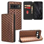 For Google Pixel 8 Pro Cubic Grid Texture Flip Leather Phone Case(Brown)
