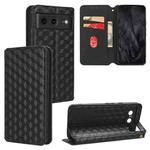For Google Pixel 8 Cubic Grid Texture Flip Leather Phone Case(Black)