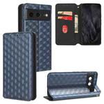 For Google Pixel 8 Cubic Grid Texture Flip Leather Phone Case(Blue)