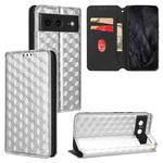 For Google Pixel 8 Cubic Grid Texture Flip Leather Phone Case(Silver)