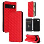 For Google Pixel 8a Cubic Grid Texture Flip Leather Phone Case(Red)