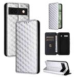 For Google Pixel 8a Cubic Grid Texture Flip Leather Phone Case(Silver)